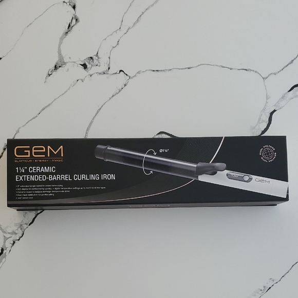 Gem Accessories - Gem 1 ¼" Ceramic Extended Barrel Curling Iron Dual Voltage NIB